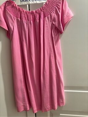 Vineyard Vines Pink Smocked Neck Midi Dress